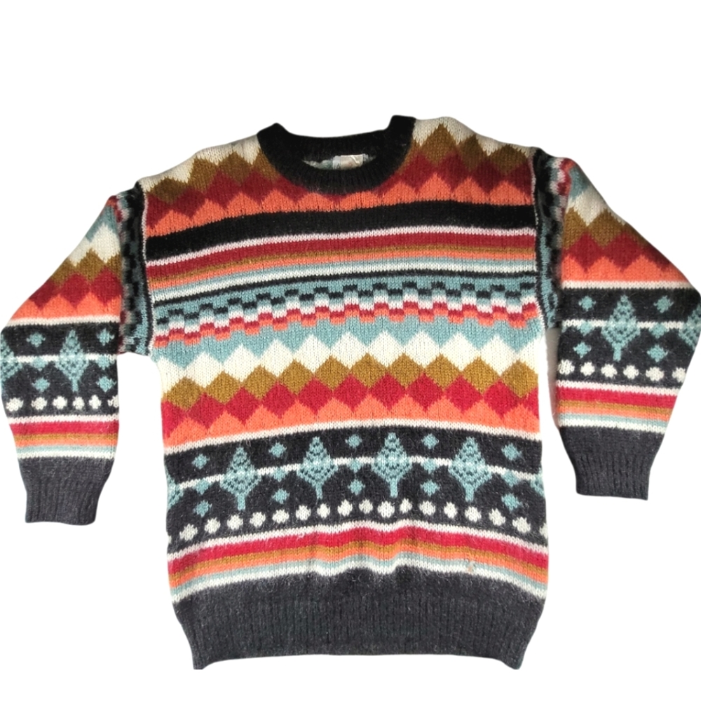 Vintage Eaton Attitude Mohair Blend Fisherman Sweater Medium